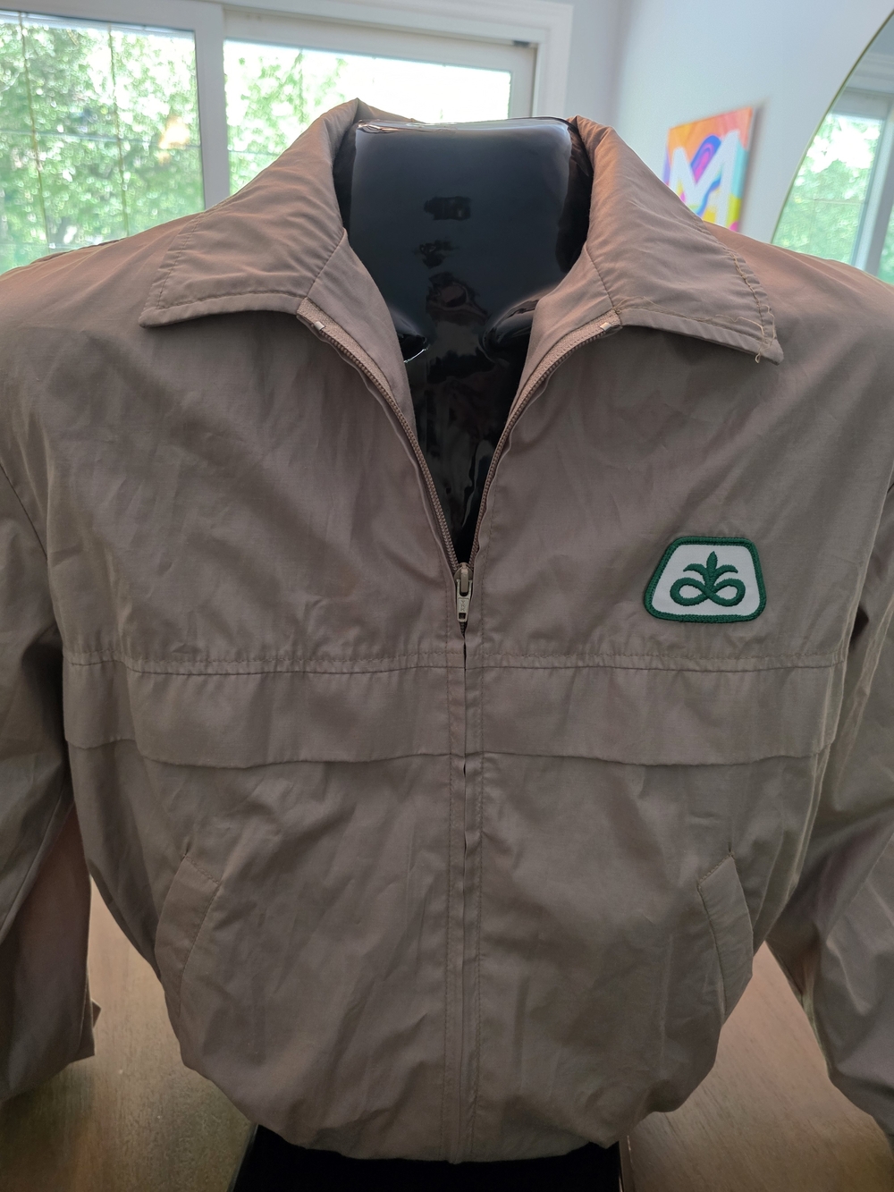 Vintage Light Brown Pioneer Hi-Bred Seed Jacket with Logo Patch